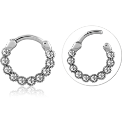 SURGICAL STEEL GRADE 316L JEWELED HINGED SEPTUM CLICKER