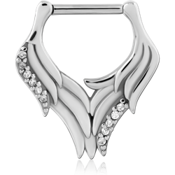 SURGICAL STEEL GRADE 316L ROUND JEWELED HINGED SEPTUM CLICKER