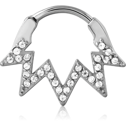 SURGICAL STEEL GRADE 316L JEWELED HINGED SEPTUM CLICKER RING