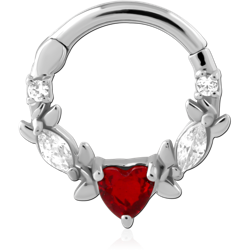 SURGICAL STEEL GRADE 316L JEWELED HINGED SEPTUM CLICKER RING