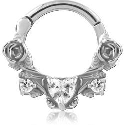 SURGICAL STEEL GRADE 316L JEWELED HINGED SEPTUM CLICKER RING
