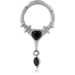 SURGICAL STEEL GRADE 316L JEWELED HINGED SEPTUM CLICKER RING