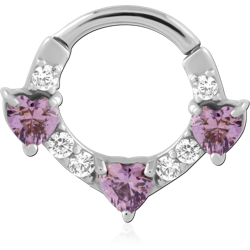 SURGICAL STEEL GRADE 316L JEWELED HINGED SEPTUM CLICKER RING