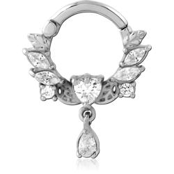 SURGICAL STEEL GRADE 316L JEWELED HINGED SEPTUM CLICKER RING
