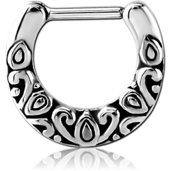 SURGICAL STEEL GRADE 316L HINGED SEPTUM CLICKER - FILIGREE