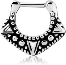 SURGICAL STEEL GRADE 316L HINGED SEPTUM CLICKER - FILIGREE