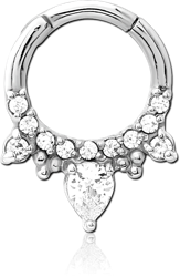 STERILE SURGICAL STEEL GRADE 316L JEWELED HINGED SEPTUM CLICKER RING