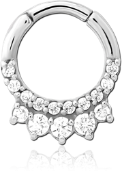 STERILE SURGICAL STEEL GRADE 316L JEWELED HINGED SEPTUM CLICKER RING