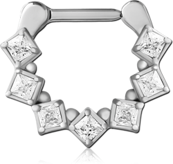 STERILE SURGICAL STEEL GRADE 316L JEWELED HINGED SEPTUM CLICKER RING