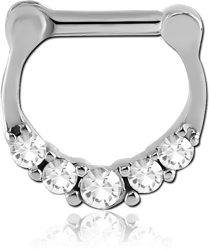 STERILE SURGICAL STEEL GRADE 316L ROUND JEWELED HINGED SEPTUM CLICKER