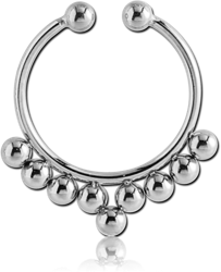 STERILE SURGICAL STEEL GRADE 316L FAKE SEPTUM RING - 9 BALLS