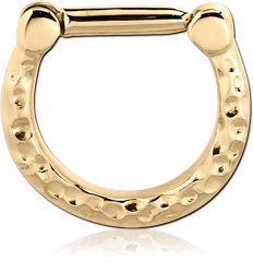 ZIRCON GOLD PVD COATED SURGICAL STEEL GRADE 316L HINGED SEPTUM CLICKER