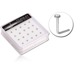 BOX OF 20 TITANIUM ALLOY 90 DEGREE JEWELED NOSE STUDS
