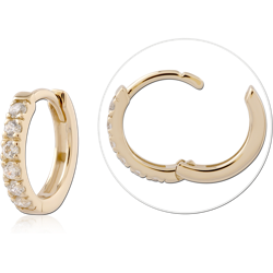 14 KARAT GOLD YELLOW HINGE SEGMENT RING HALF PRONG SET GEM