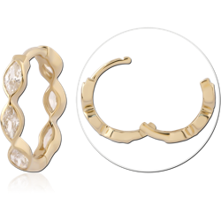 14 KARAT GOLD YELLOW HINGE SEGMENT RING MARQUISE GEM