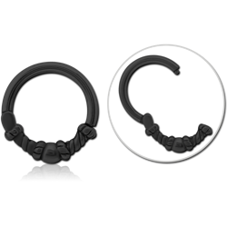 BLACK PVD COATED SURGICAL STEEL GRADE 316L HINGED SEGMENT CLICKER