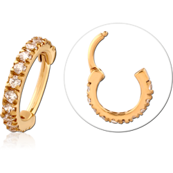 GOLD PVD 18K COATED SURGICAL STEEL GRADE 316L PRONG SET CRYSTAL JEWELED MULTI PURPOSE CLICKER