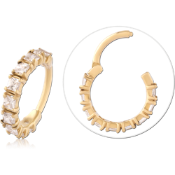 GOLD PVD 18K COATED SURGICAL STEEL GRADE 316L PRONG SET CRYSTAL JEWELED MULTI PURPOSE CLICKER