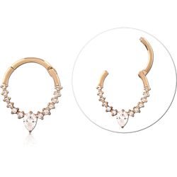 GOLD PVD 18K COATED SURGICAL STEEL GRADE 316L JEWELED HINGED SEGMENT RING