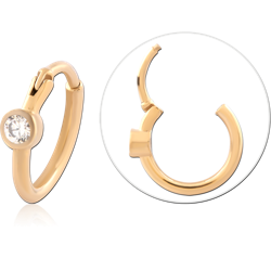 GOLD PVD 18K COATED SURGICAL STEEL GRADE 316L HINGED SEGMENT RING BEZEL GEM