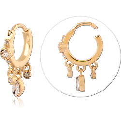 GOLD PVD 18K COATED SURGICAL STEEL GRADE 316L JEWELED MULTI PURPOSE CLICKER