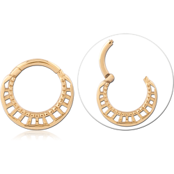GOLD PVD 18K COATED SURGICAL STEEL GRADE 316L HINGE SEGMENT RING GEOMETRIC FAN