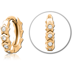 GOLD PVD 18K COATED SURGICAL STEEL GRADE 316L JEWELED MULTI PURPOSE HUGGIE PIERCING