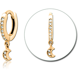 GOLD PVD 18K COATED SURGICAL STEEL GRADE 316L JEWELED MULTI PURPOSE HUGGIE PIERCING