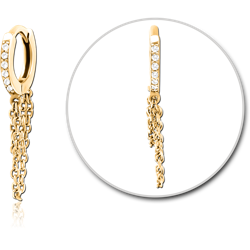 GOLD PVD 18K COATED SURGICAL STEEL GRADE 316L JEWELED MULTI PURPOSE HUGGIE PIERCING