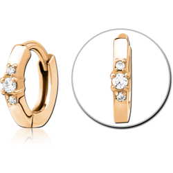 GOLD PVD 18K COATED SURGICAL STEEL GRADE 316L JEWELED MULTI PURPOSE HUGGIE PIERCING