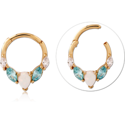 STERLING SILVER 925 18 KARAT GOLD YELLOW PLATED JEWELED MULTI PURPOSE CLICKER