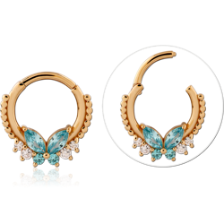 STERLING SILVER 925 18 KARAT GOLD YELLOW PLATED JEWELED MULTI PURPOSE CLICKER