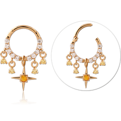 STERLING SILVER 925 18 KARAT GOLD YELLOW PLATED JEWELED MULTI PURPOSE CLICKER