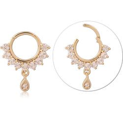 STERLING SILVER 925 18 KARAT GOLD YELLOW PLATED JEWELED MULTI PURPOSE CLICKER