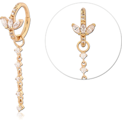 STERLING 925 SILVER GOLD PLATED 18K JEWELED MULTI PURPOSE CLICKER