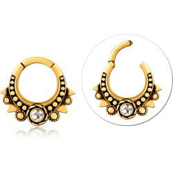 GOLD PVD COATED SURGICAL STEEL GRADE 316L JEWELED MULTI PURPOSE CLICKER