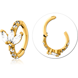 GOLD PVD COATED SURGICAL STEEL GRADE 316L JEWELED MULTI PURPOSE CLICKER