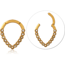 GOLD PVD CAOTED SURGICAL STEEL GRADE 316L JEWELED MULTI PURPOSE CLICKER