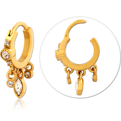 GOLD PVD COATED SURGICAL STEEL GRADE 316L JEWELED MULTI PURPOSE CLICKER