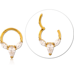 GOLD PVD COATED SURGICAL STEEL GRADE 316L JEWELED MULTI PURPOSE CLICKER