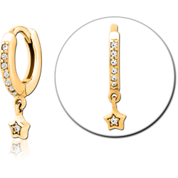 GOLD PVD COATED SURGICAL STEEL GRADE 316L JEWELED MULTI PURPOSE HUGGIE PIERCING