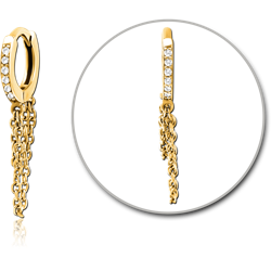 GOLD PVD COATED SURGICAL STEEL GRADE 316L JEWELED MULTI PURPOSE HUGGIE PIERCING