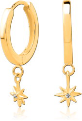 GOLD PVD COATED SURGICAL STEEL GRADE 316L JEWELED MULTI PURPOSE HUGGIE PIERCING