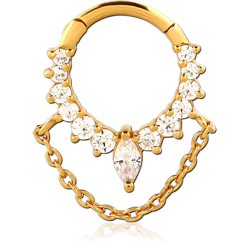 STERLING 925 SILVER GOLD PVD COATED JEWELED MULTI PURPOSE CLICKER