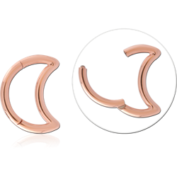 Rose Gold PVD Coated Surgical Steel Grade 316L Hinged Moon Segment Ring