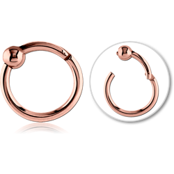 ROSE GOLD PVD COATED SURGICAL STEEL GRADE 316L HINGED SEGMENT RING WITH BALL