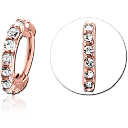 ROSE GOLD PVD COATED SURGICAL STEEL GRADE 316L JEWELED HINGED SEGMENT CLICKER