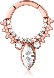 ROSE GOLD PVD COATED SURGICAL STEEL GRADE 316L JEWELED MULTI PURPOSE CLICKER