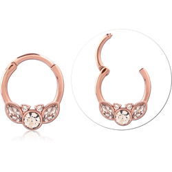 ROSE GOLD PVD COATED SURGICAL STEEL GRADE 316L JEWELED HINGED SEGMENT RING