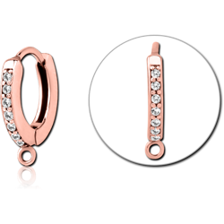 ROSE GOLD PVD COATED SURGICAL STEEL GRADE 316L JEWELED MULTI PURPOSE HUGGIE PIERCING